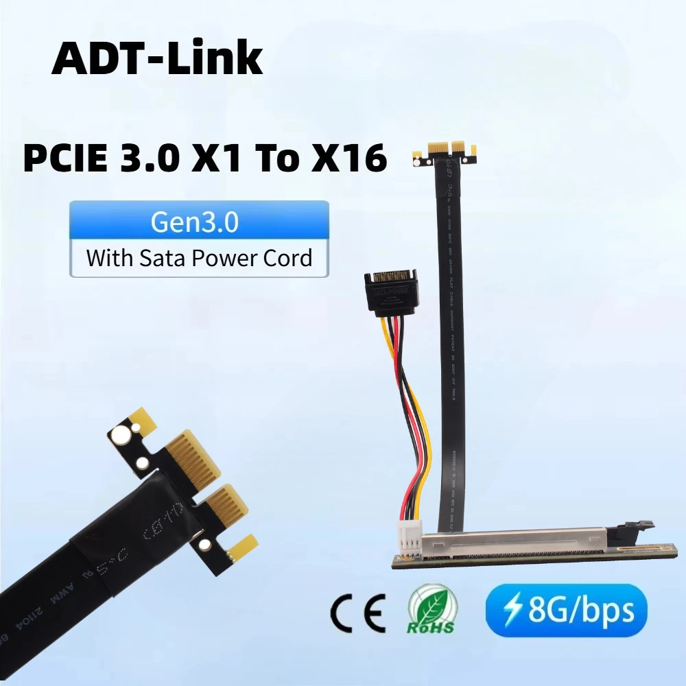25CM PCIe 3.0 1x To 16x Fold 90 Degree Vertical Riser Card Extension Cable PCI-E x1 x16 GPU Cable For NVIDIA AMD GPU Mining Card