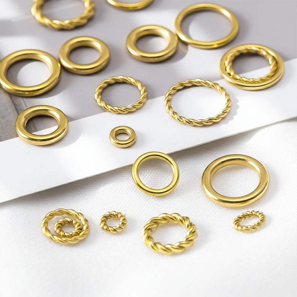 

20pcs Stainless Steel Twist Rope Circle Connector Closed Jump Rings Split Ring Thick for DIY Jewelry Materials Making Supplies