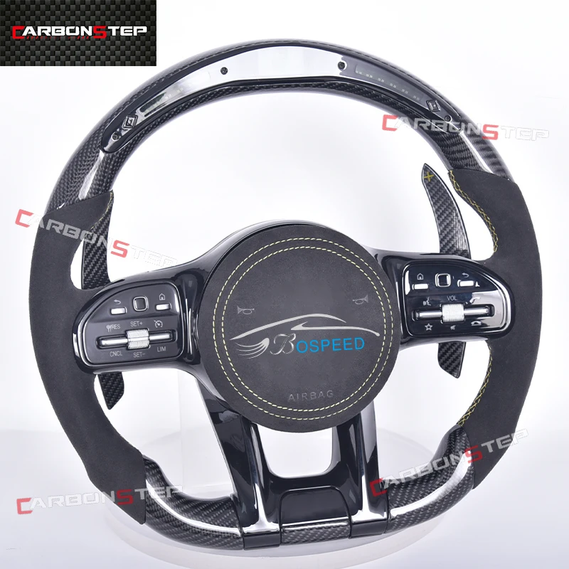 

For Mercedes Benz W205 AMG W124 CLA C63s S550 C63 AMG GT SL500 G63 SLK R172 GLE63 W220 W166 E53 Carbon Fiber LED Steering Wheel