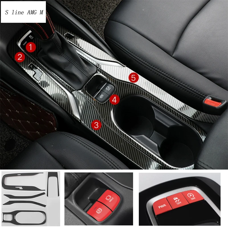 

For Toyota Corolla Cross XG10 2021-2024 Car gear water cup panel Cover Sticker Trim Auto Interior Accessories Carbon fiber Color