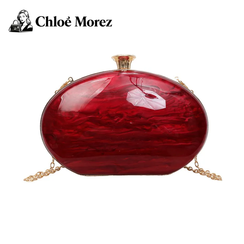 

Акриловая банкетная сумка с гусиным яйцом, модная ретро сумка на плечо, женская сумка через плечо с цепочкой