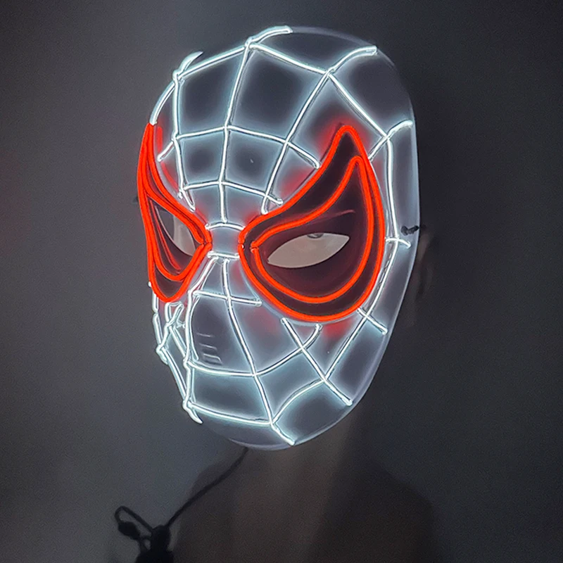 Novelty Halloween Adult Children Costumes Cosplay Mask Super Hero Spider LED Light Mask Flashing  For Rave Carnival Night