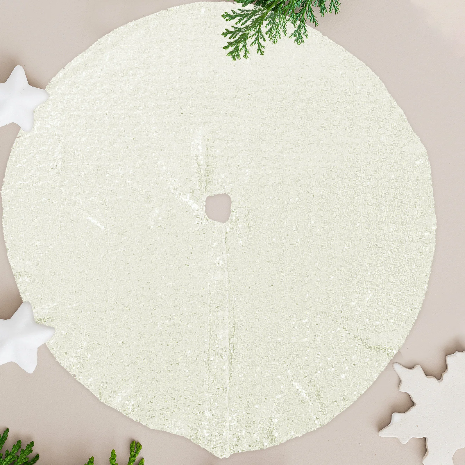 

Christmas Decorations Sequined Tree Skirt Skirts Pocket Decorative Cushion Silver Xmas