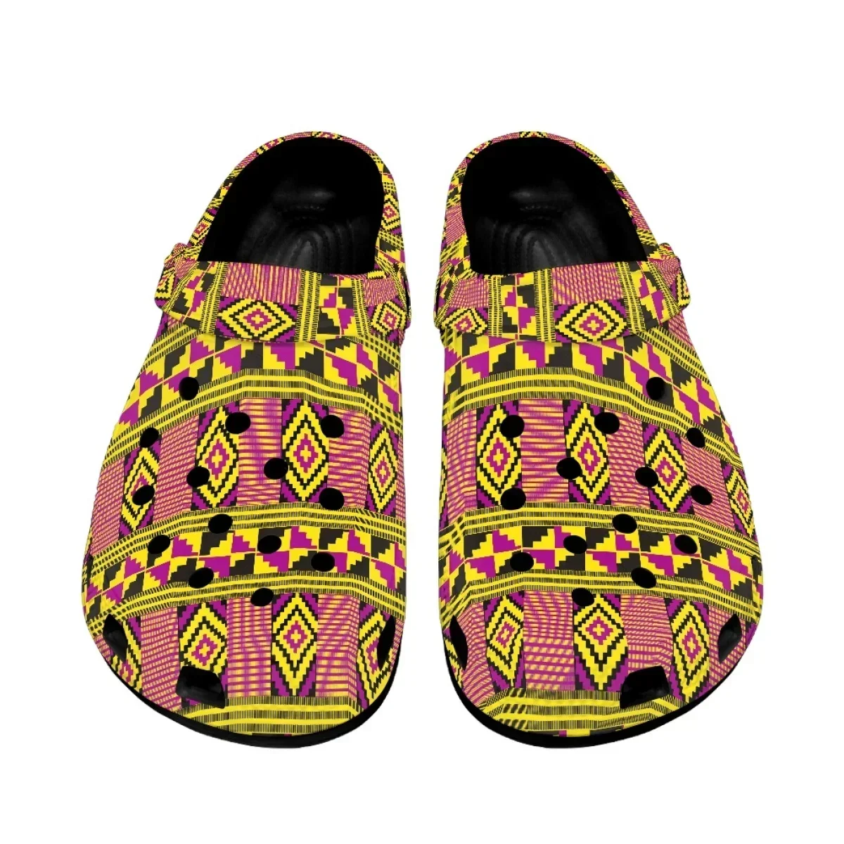 Vintage Tribal Folk Print Summer Beach Flat Sandals Non-slip Lightweight Breathable Clogs Unisex Soft Sole Garden Shoes Slides