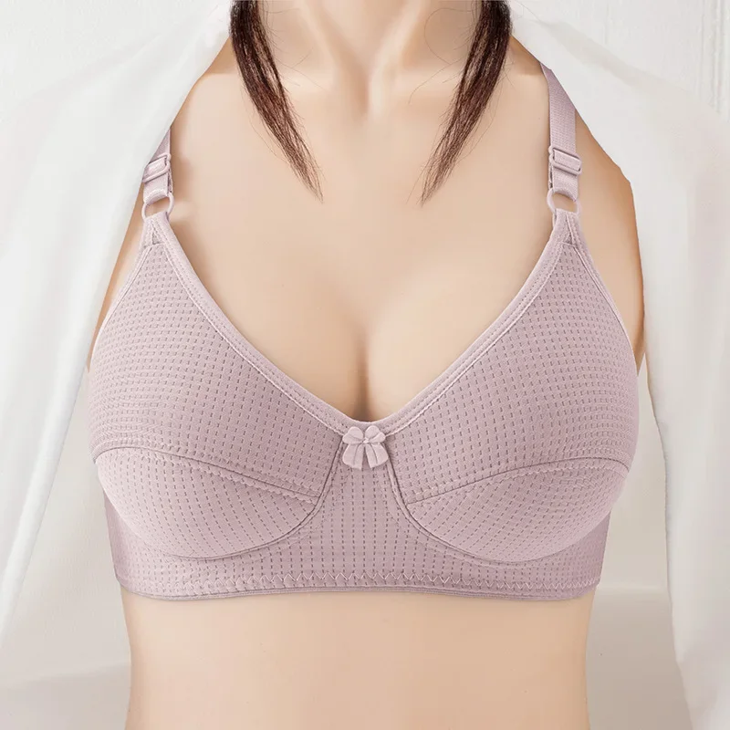 

Comfortable breathable cotton thin cup underwear bra simple natural middle-aged and elderly women without underwire