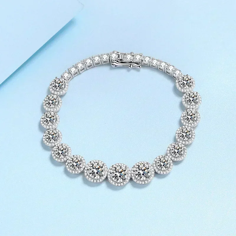 Elegant Design Chain String Moissanite Bracelets for Women, PT950 Platinum Jewelry Bracelet Christmas Anniversary Gift