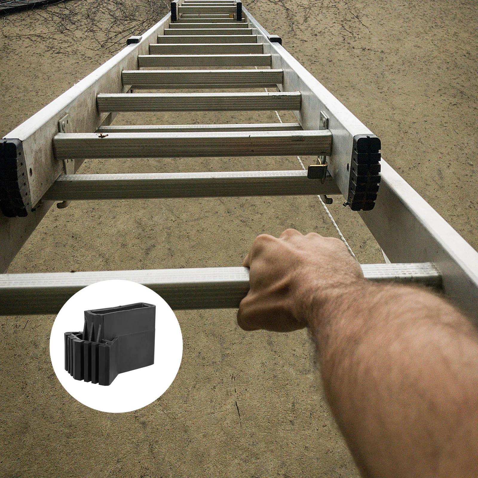 

4Pcs Ladder Feet Protector Anti-Slip Design Deep Ridges Easy Install Long-Lasting Protection Black Ladder Foot Pads