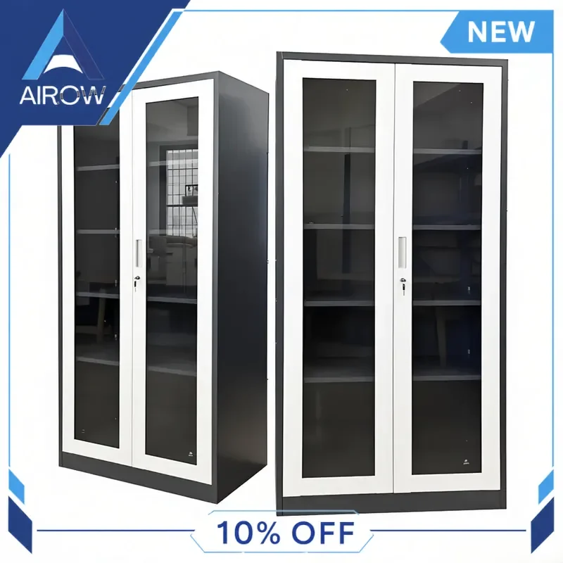 for Office Steel Filing Cabinet with Glass Door Metal Storage Cupboard Commercial Document Organizer for Home Business Use