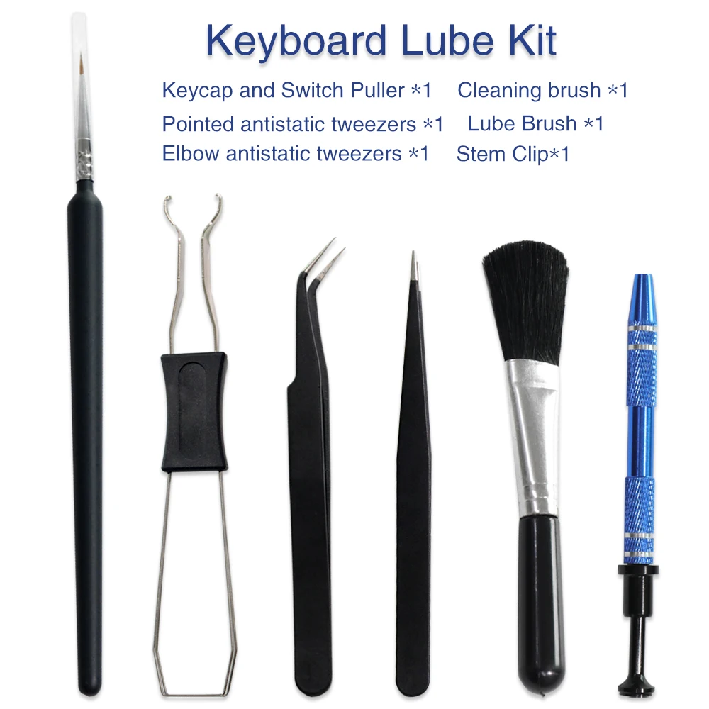 Mechanical Keyboard Keycap Switch Lube Tool Kits Cleaning Brush Tweezers 2in1 Puller Remover Switch Stem Holder Lubrication Pen