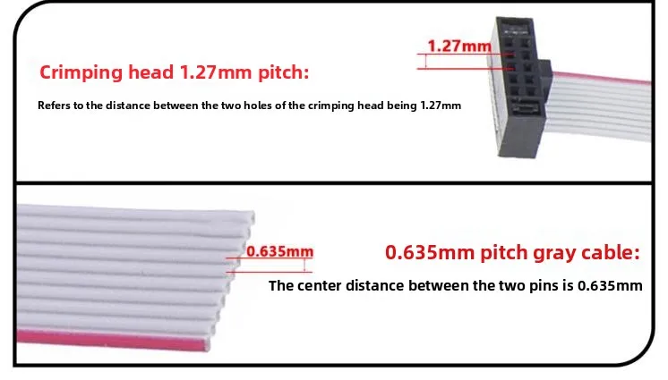 FC 1.27mm IDC Double Headed 0.635 Wire Distance JTAG Cable 50CM 6/8/10P 12P 14P 16P 18P 20P 24P 26 30 34 40 50 60 P 64P