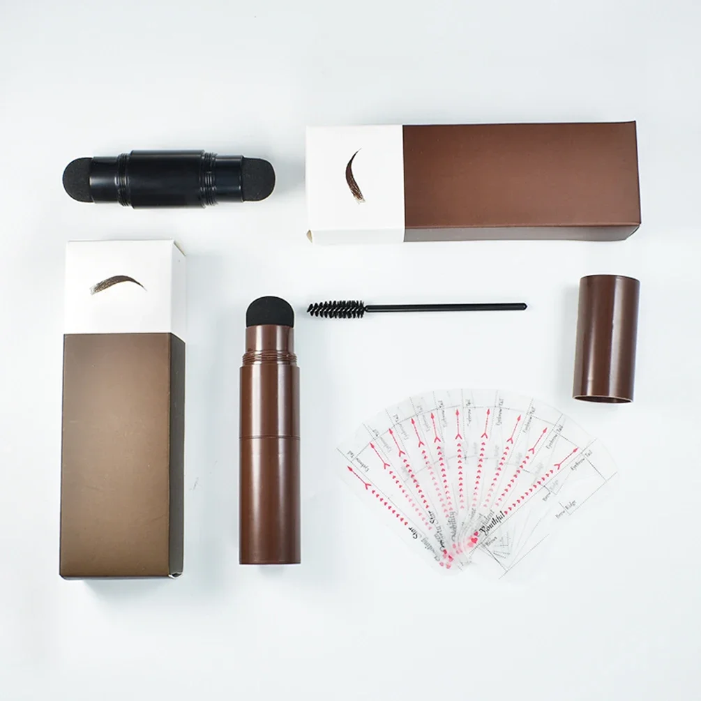 

Double Head Eyebrow Powder + Spiral Eyebrow Brushes + Eyebrow Stencils Hairline Retouching Shadow Powder Private Label