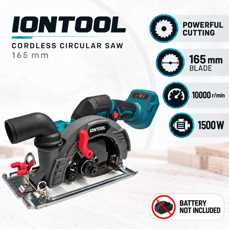IONTOOL 1500W 165mm Cordless Circular Saw Bare Unit for Hardwood Cutting Panel Trimming and Onsite Carpentry Projects