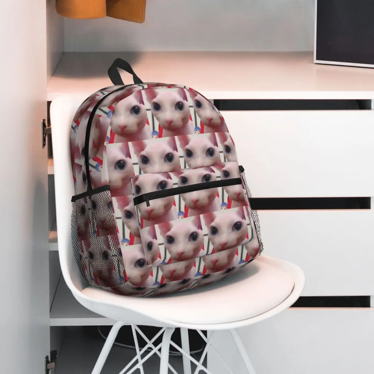 

Sphynx Bingus Kitten Cat Backpack Student BookBag Children School Bag Computer Shoulder Bags for Men Women