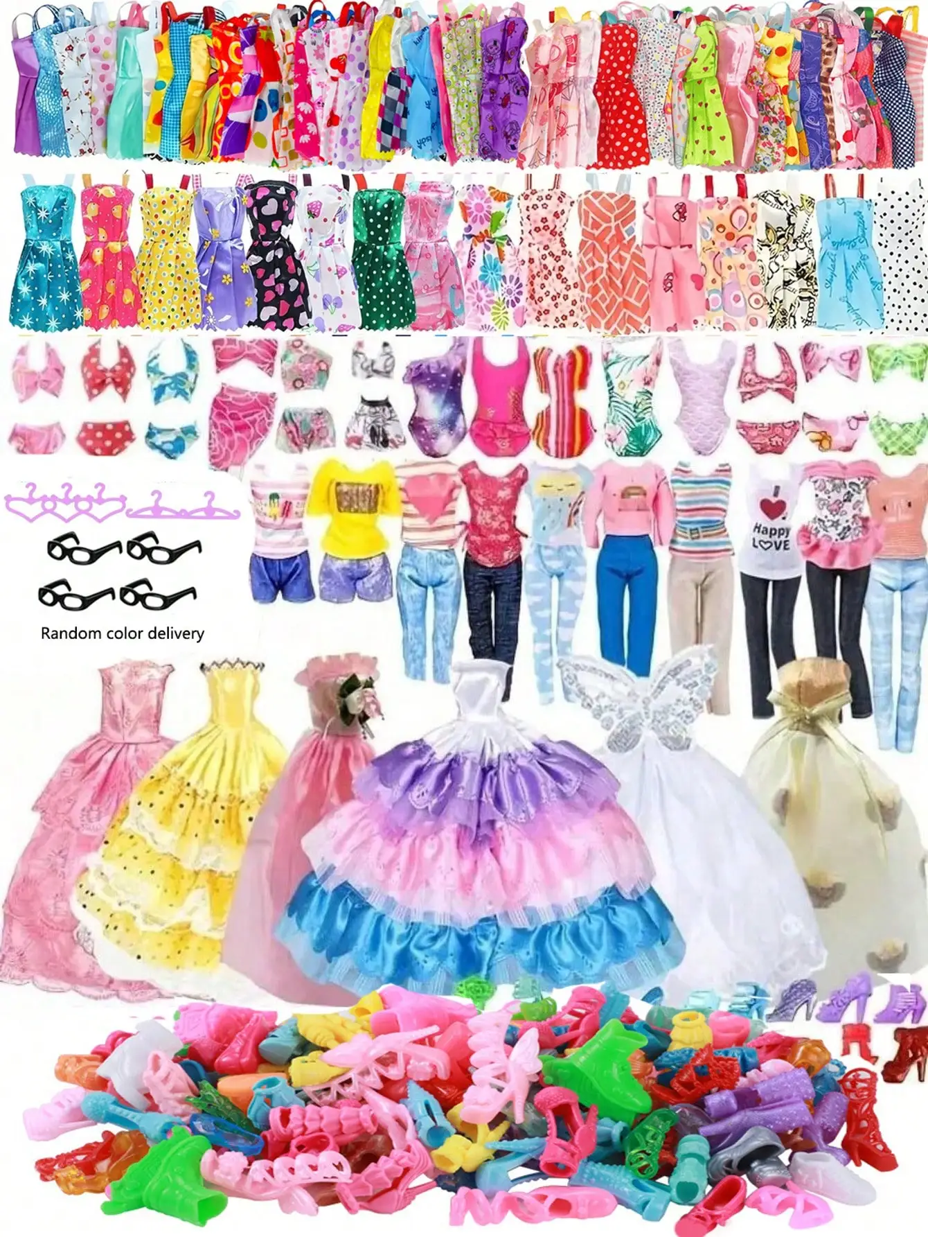 

26pcs Doll Clothes Set for 11.5 Inch Dolls, 10 Dresses 10 Shoes 6 Necklaces for Girls