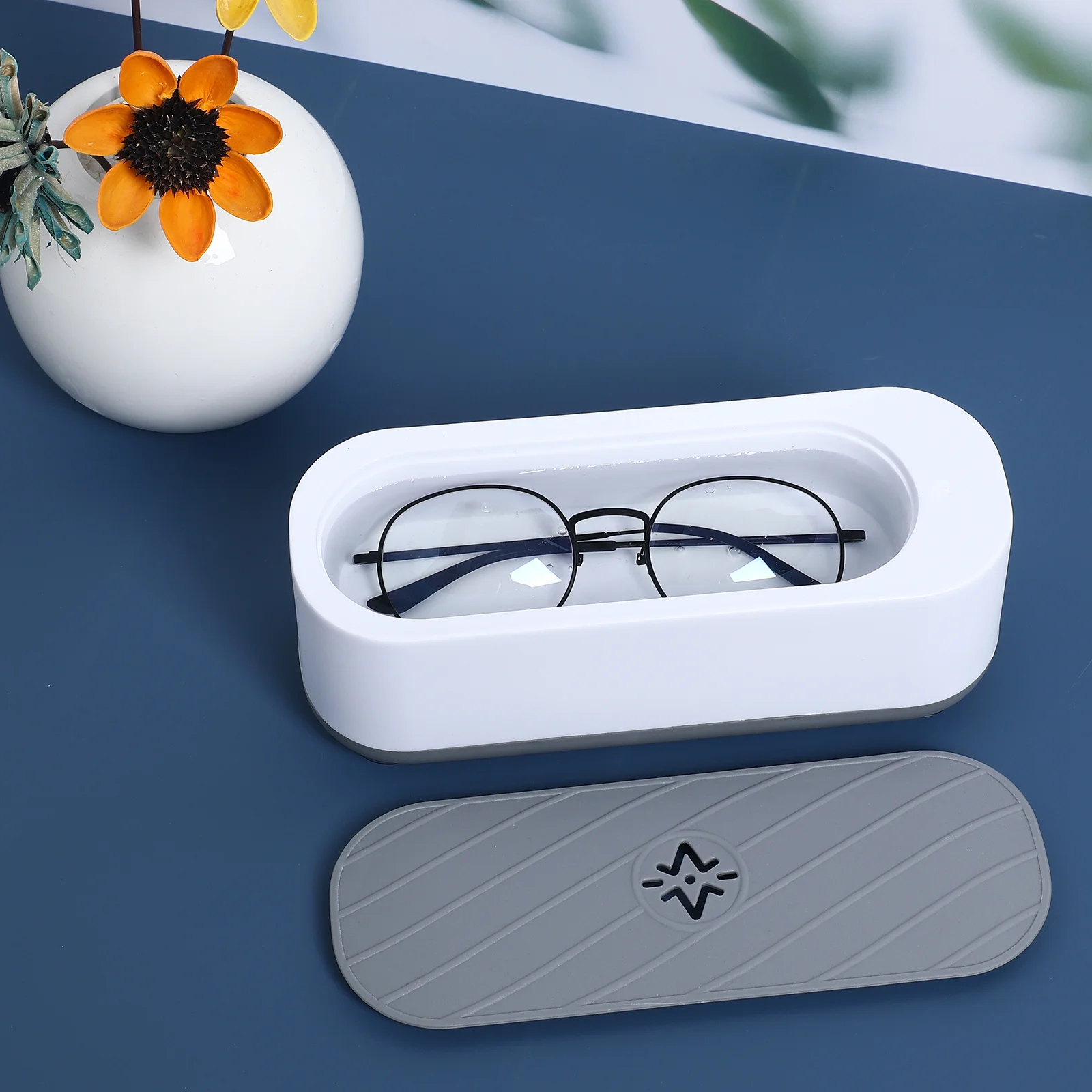 Limpador sônico recarregável, máquina de óculos, joias, limpeza profunda portátil, controle com um botão, suave, multiuso, itens pequenos