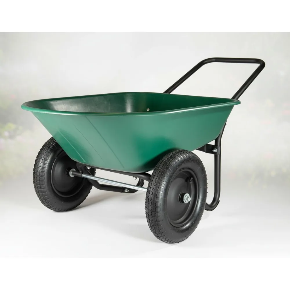 Carro de carretilla de jardín de doble rueda, herramienta ligera de 300 libras de capacidad, fácil manobra para el patio del hogar
