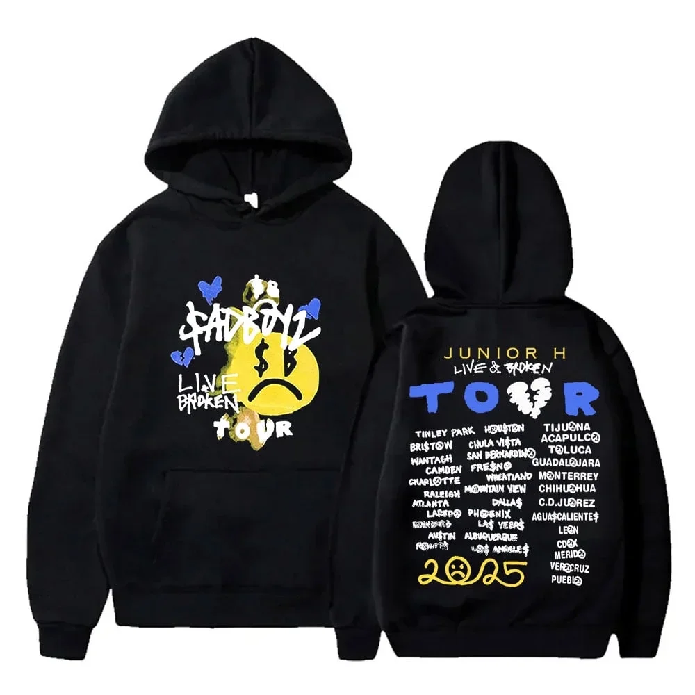 

Модная толстовка Junior H Merch Sad Boyz Live And Broken Tour, унисекс, повседневная толстовка с длинными рукавами
