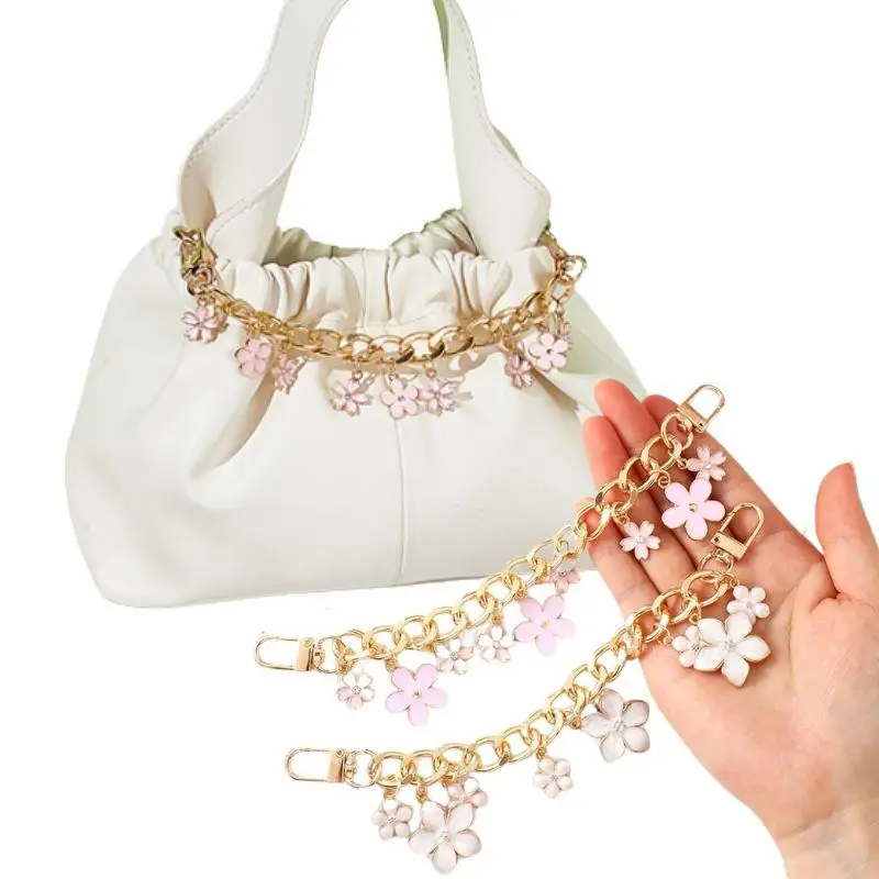 HOT Kirschblüten-Taschenanhänger mit Kette, Schleife, Herz, Emaille-Handyanhänger, Taschenkette, Taschenverlängerungsriemen, Umhängetaschen-Zubehör