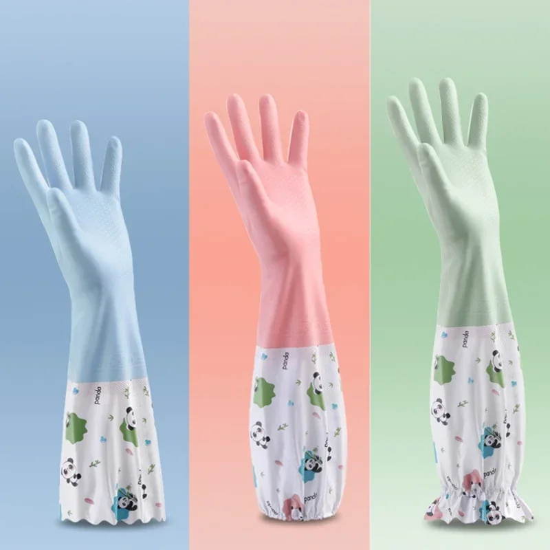 Women's Kitchen Gloves - Durable, Extended Waterproof Rubber Gloves for Dishwashing, Cleaning, Laundry & Household Chores - Comf