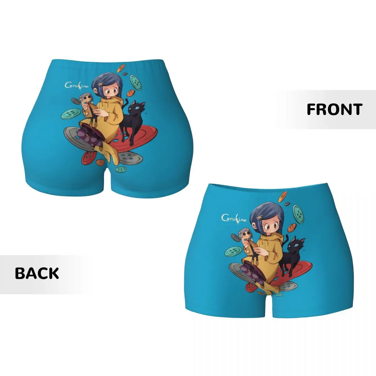 Custom Coraline Cute Gym Volleyball Biker Shorts Women Workout Yoga Shorts image 5