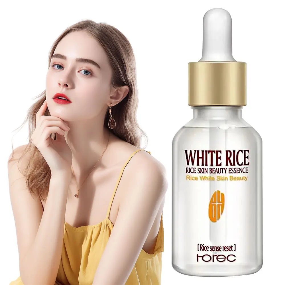 Arroz branco clareamento soro rosto encolher poros iluminando creme hidratante anti rugas anti escurecimento essência de pele firme 15ml