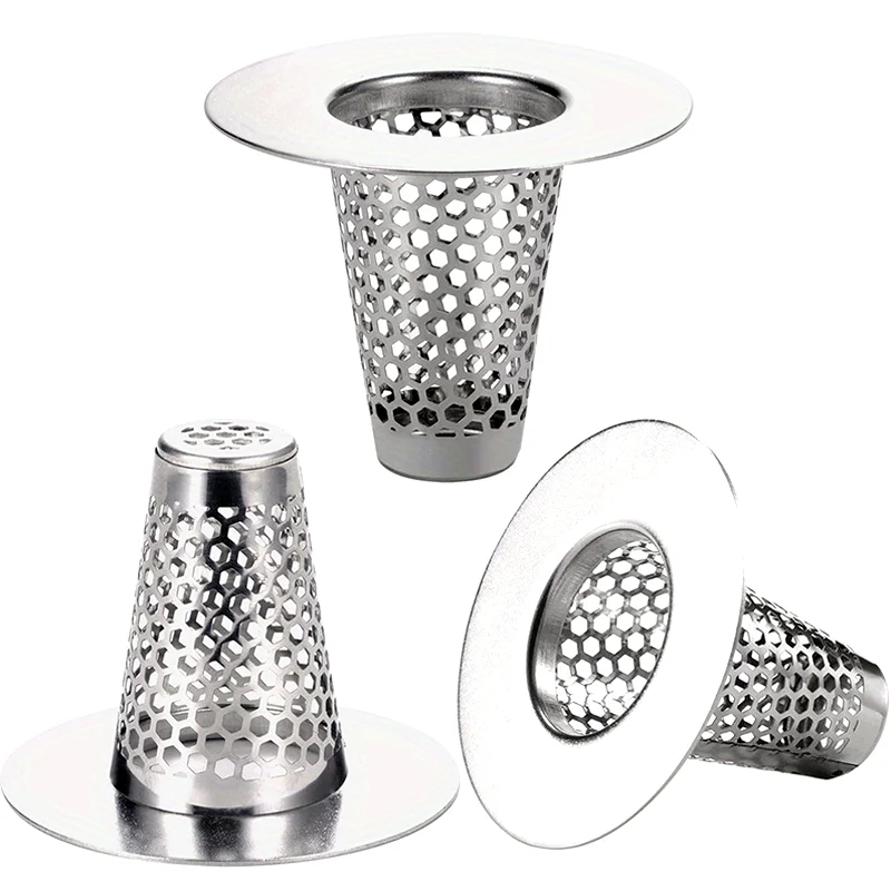 Suitable for Bathroom、Stainless Steel Conical Strainer for Kitchen Sink and Bathtub Drain-Suitable for Various Drainage Pipe Dia