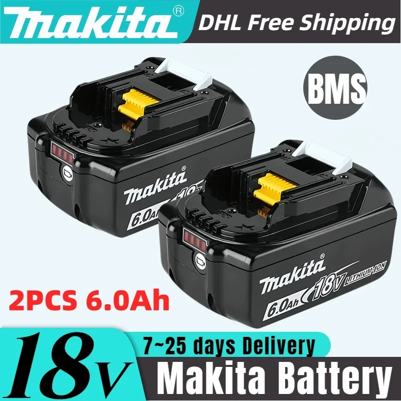 

100% Original Makita 18V Power Tool Battery, Replaceable LED Lithium-ion, 6.0Ah 18V BL1830B BL1840B BL1850B BL1860 BL1815 LXT400