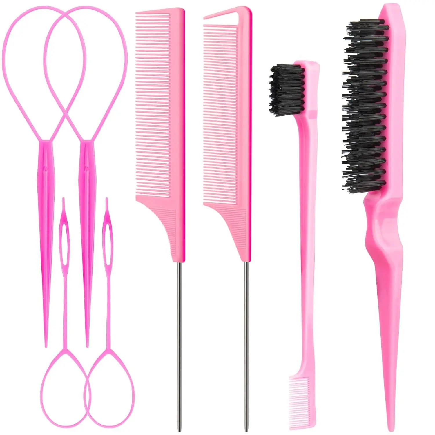 

Home Salon Hair Tool Kit 8PCS, Includes All Tools for Salon-Style at Home, Double-Sided Brush for Hair & Brow Grooming
