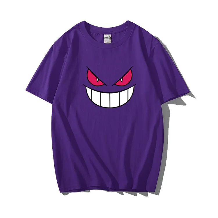 Pokémon Gengar Bedrucktes T-Shirt aus Reiner Baumwolle Herren 2026 Sommer Mode Übergroßes Street Casual Y2K Oberteil Streetwear Kleidung – Detail 2
