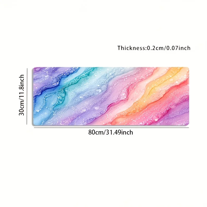 Vibrant Rainbow Glitter Marble Large Mouse Pad Non-Slip Extended Desk Mat for Gaming Office Laptop and Workstation Setup - view 6