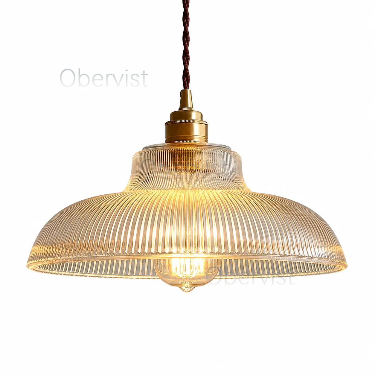 Vintage Glass Pendant Light with Copper Finish Modern Hanging Lamp for Dining Room Bedroom Bedside Home Decor