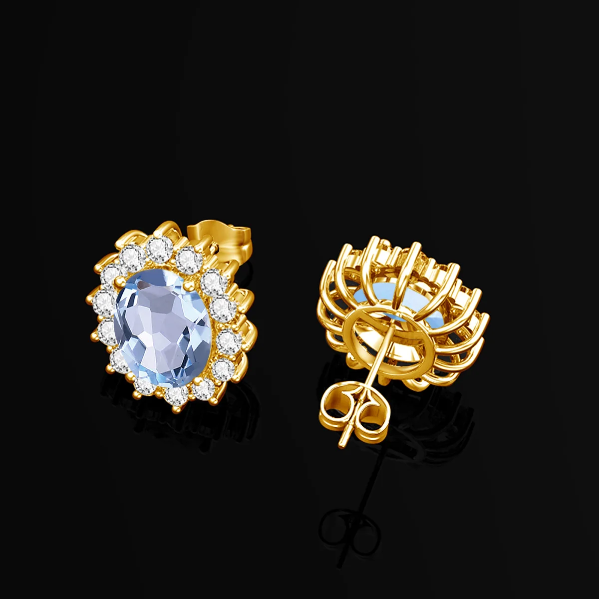 

Trend Princess Diana Blue Aquamarine Jewelry Set For Women Oval Stone 8*10mm Earrings And Necklace 925 Silver Luxury Jewellery