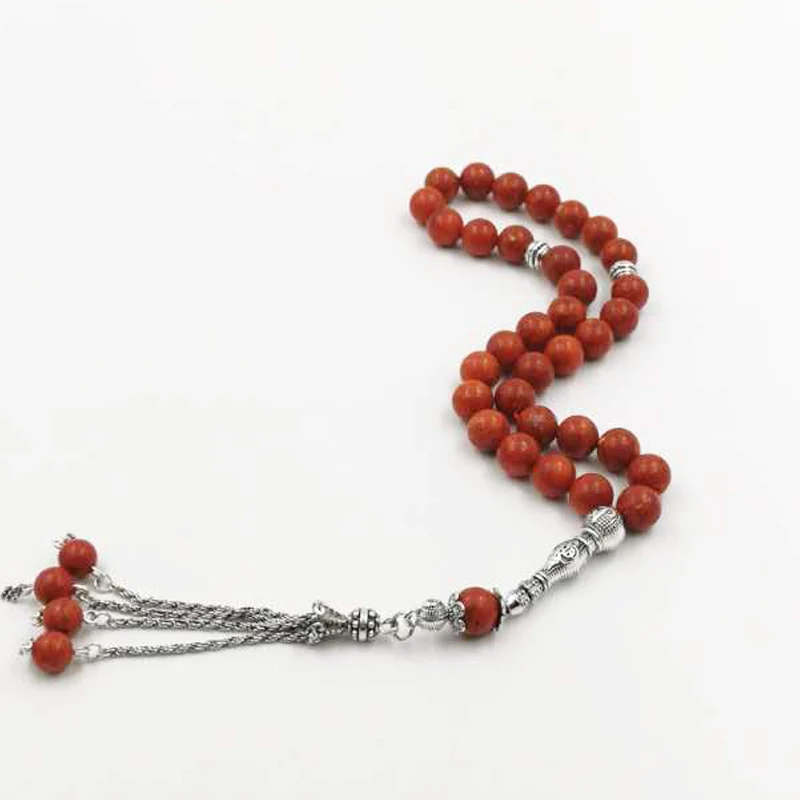 Tasbih Natural red grass corallo musulmano gemma preghiera perline braccialetto regalo per Eid ramadan rosario arabo accessori moda