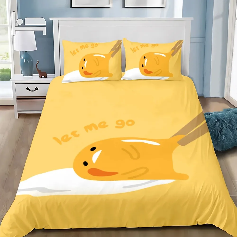 Funny Gudetama Lazy Egg Duvet Cover Pillowcase Bedding Set Adult Boy Girl Bedroom Decoration Children Single Double Large Size