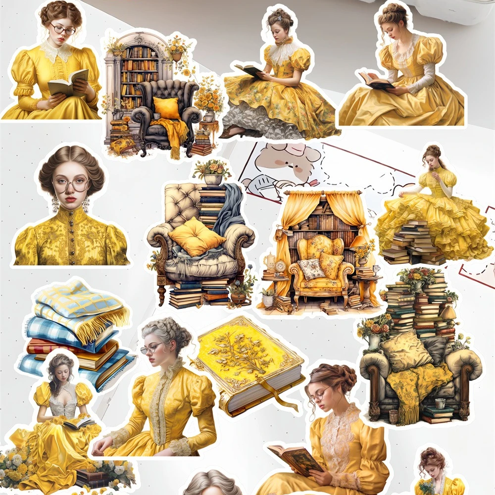 

19pcs Cute Self-made A girl in a retro Victorian library Scrapbooking Stickers /Decorative/DIY Craft Photo Albums journaling