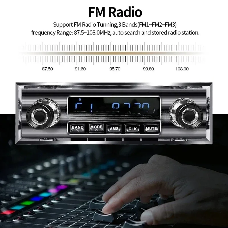 Retro stereo car stereo FM Bluetooth music Bluetooth talk time display