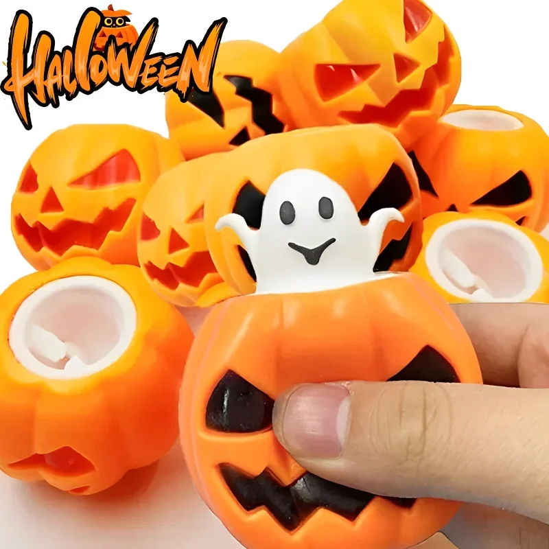 Halloween Funny Pumpkin Ghost Squeeze Toy Adult Kids Decompression Toys Relief Stress Vent Ball Party Decoration Prop Baby Gifts