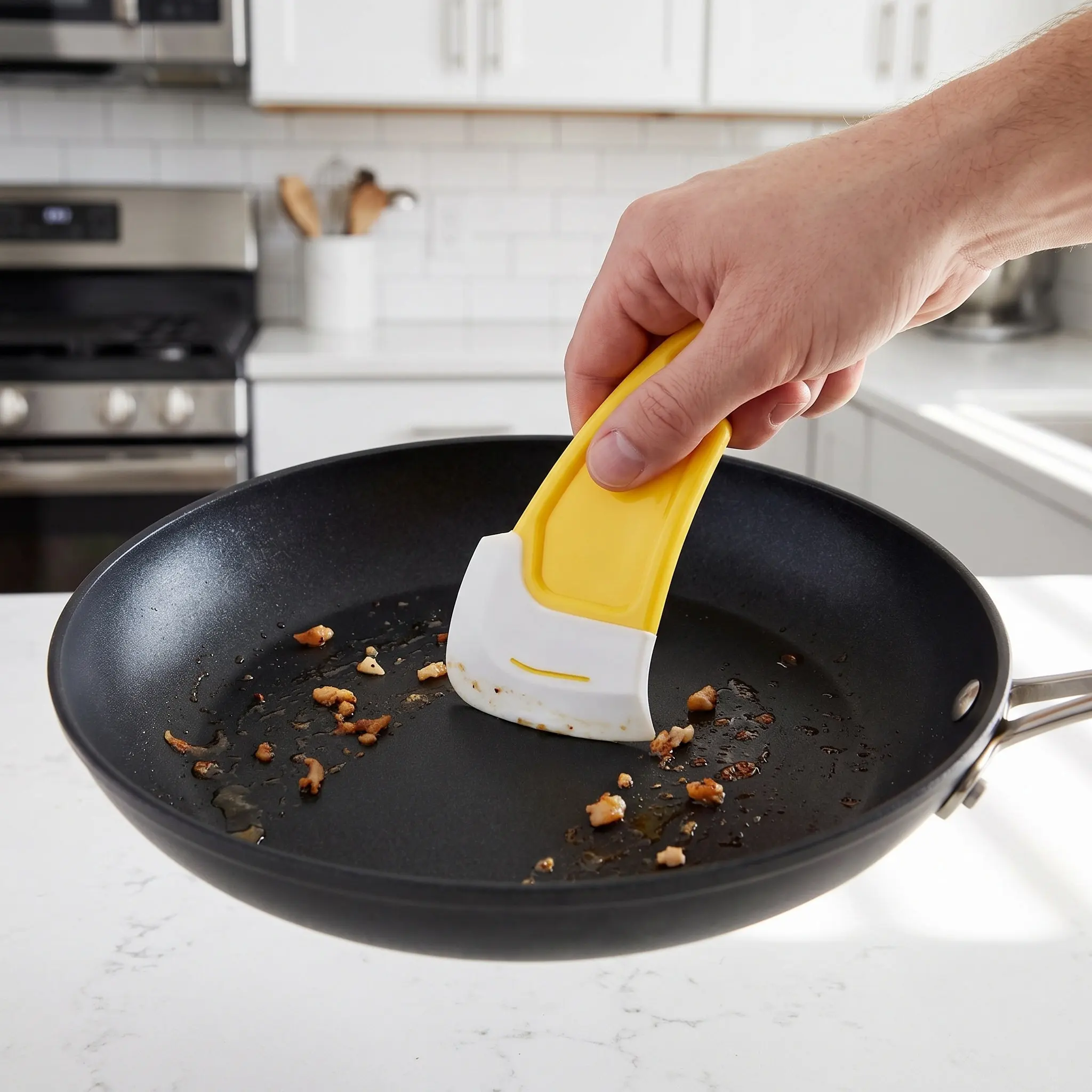 3Pcs Silicone Scraper Flexible High Temperature Resistant Kitchen Tool Non Stick Pot Pan Cleaning Spatula Dish Scraper Silicone