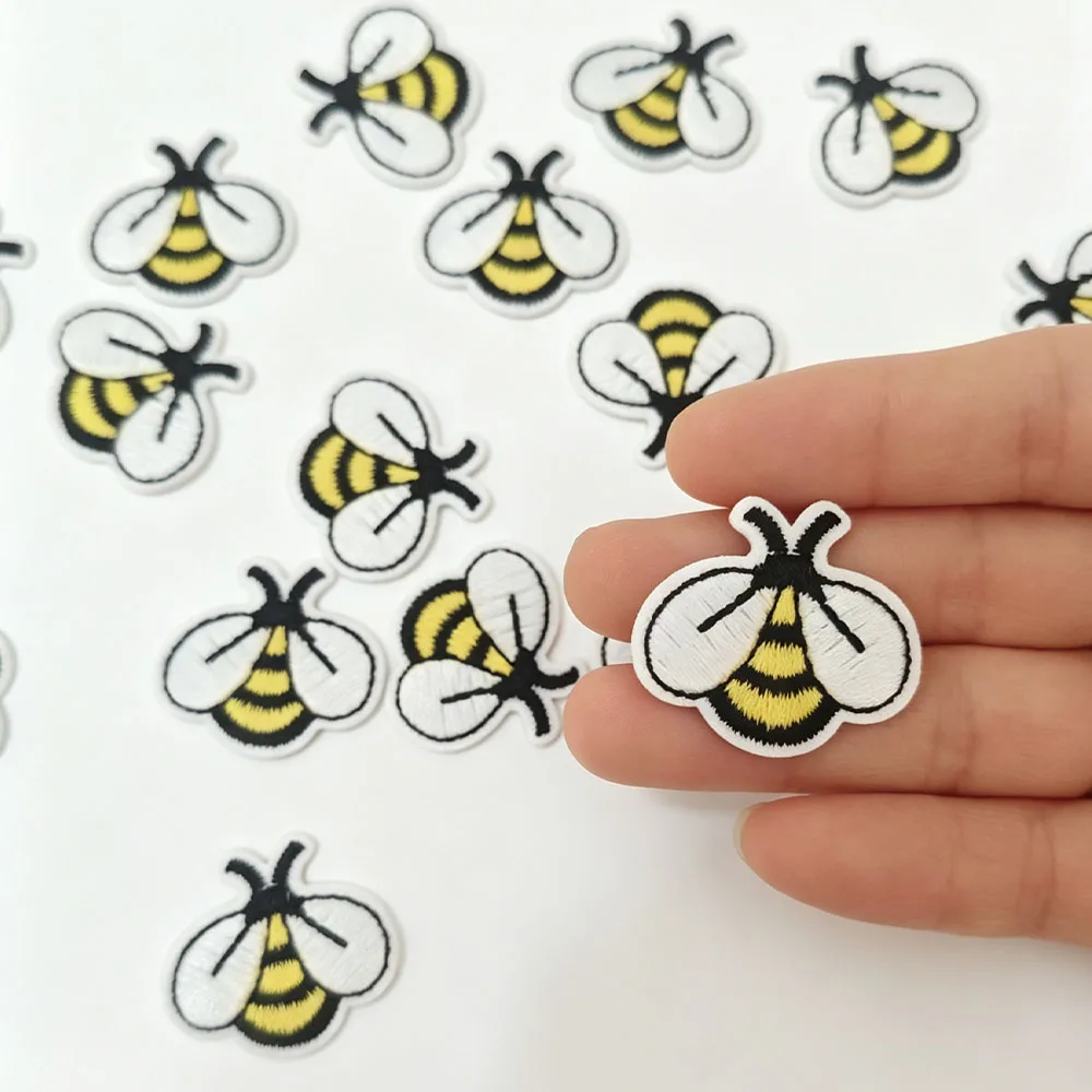 Iron On Bee Embroidery Patches 10Pcs Cute Small Bumblebee Applique Stickers for Clothes Jacket Jeans Backpack DIY Clothing Decor