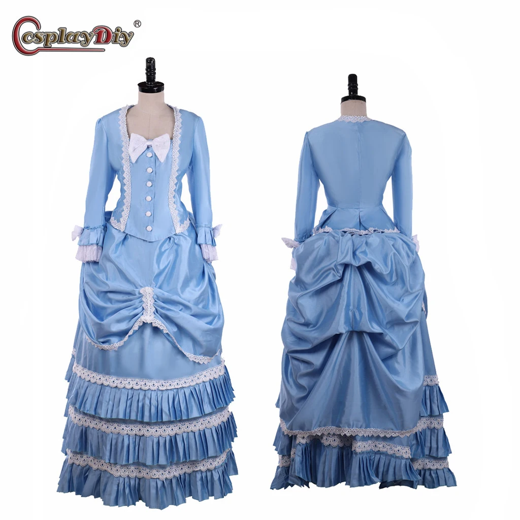 

Cosplaydiy Medieval Dress 1860s Civil War Dress Scarlett Theater Costume Victorian Bustle Dress Halloween Renaissance Dress Suit