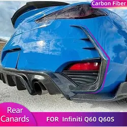 Real Carbon Fiber Car Rear Bumper Canards Fins Splitters for Infiniti Q60 Q60S Coupe 2-Door 2016-2020 Rear Canards Body Kits