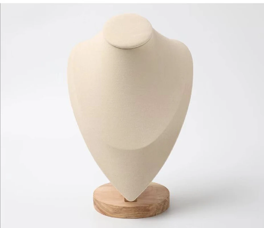 High Quality Model Bust Show Exhibitor Velvet Jewelry Display Necklace Pendants  Mannequin Jewelry Stand Organizer  Beige S M L