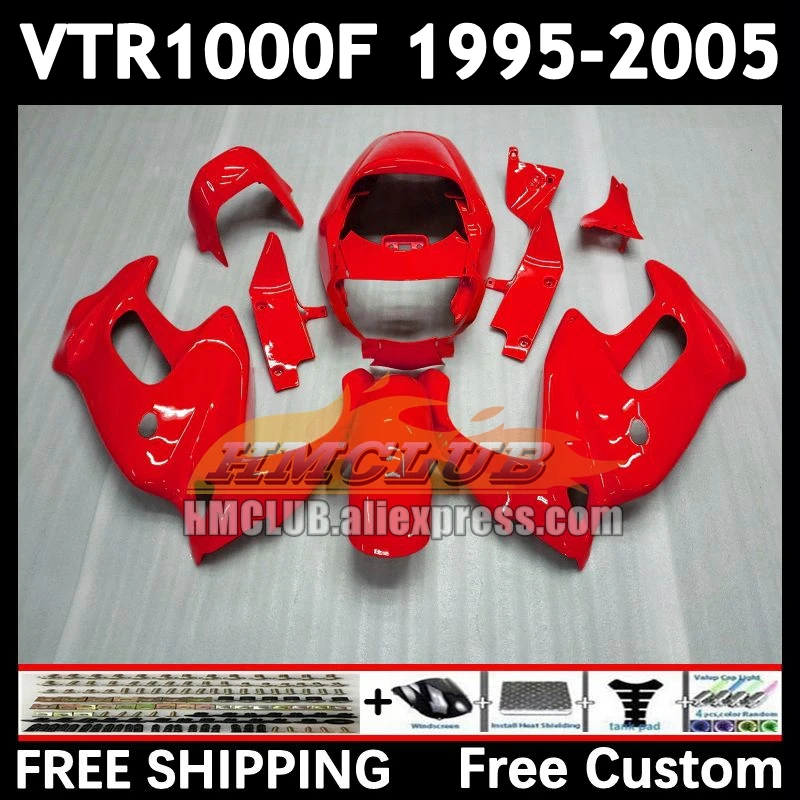 SuperHawk For HONDA VTR1000 F VTR 1000 F 1000F 83No.125 VTR1000F 95 96 97 98 99 00 2001 2002 2003 2004 2005 gloss red Fairing