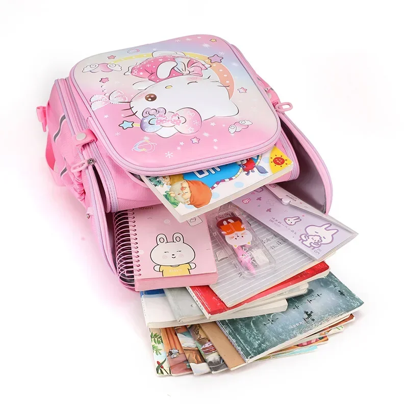 Hello Kitty Sanrio ransel anak perempuan, ransel pelindung tulang belakang ringan kapasitas besar, ransel Sekolah Dasar, imut, kartun, baru