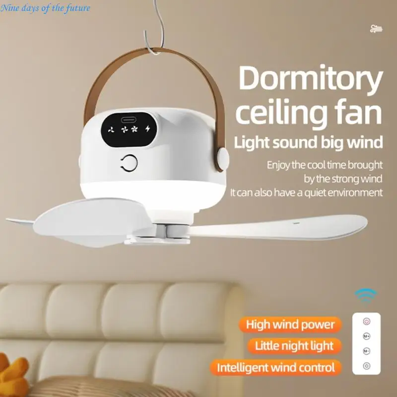 Remote Control Ceiling Fan With 3 Speed Adjustable and Camping Light Function For Outdoor Tents or Indoor Cooling E65A