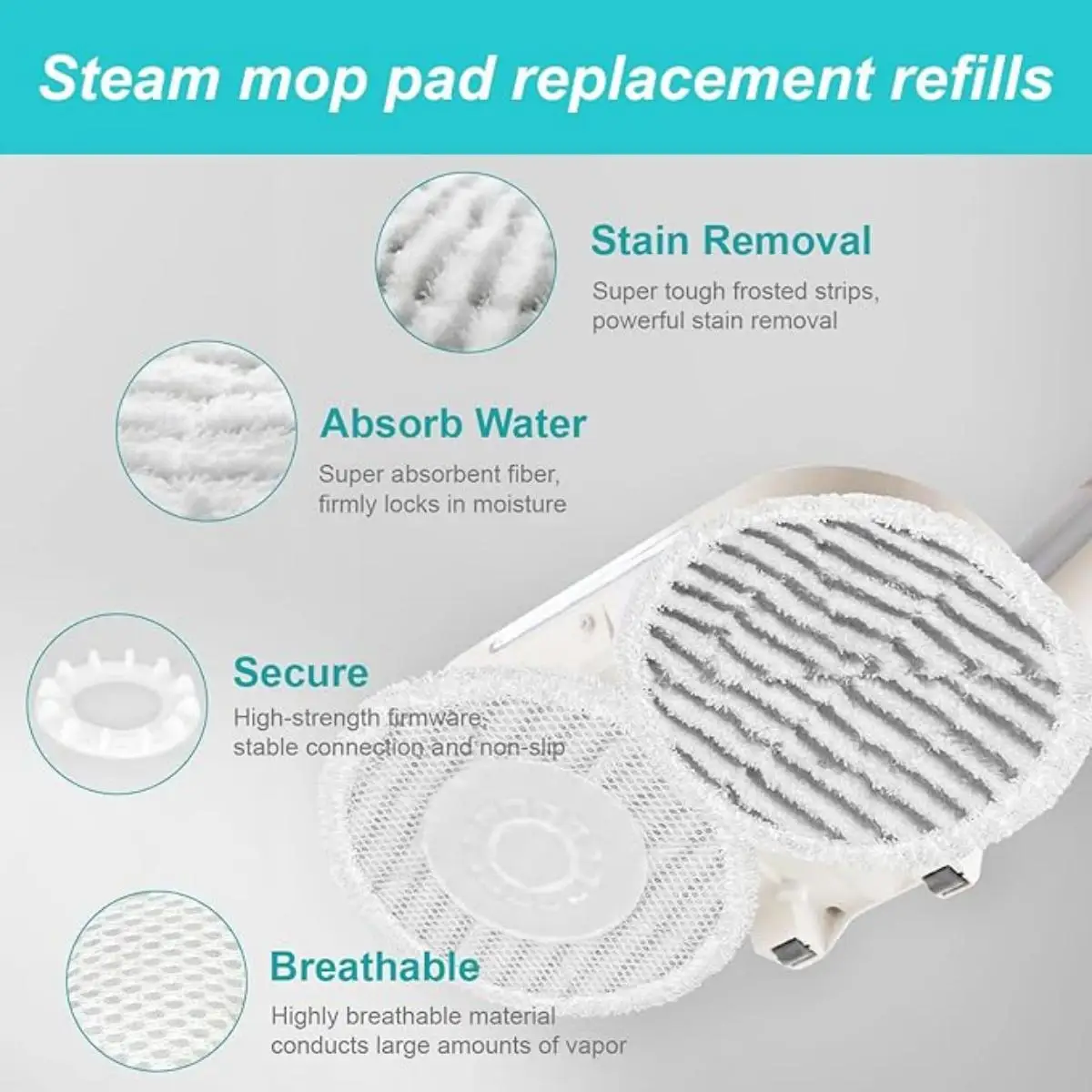 4 Pack Replacement Steam Mop Pads for Shark S7000AMZ S7001 S7005 S7201 S7020 S8201 Steam Mop,  Dirt Grip Scrub Washable Pad