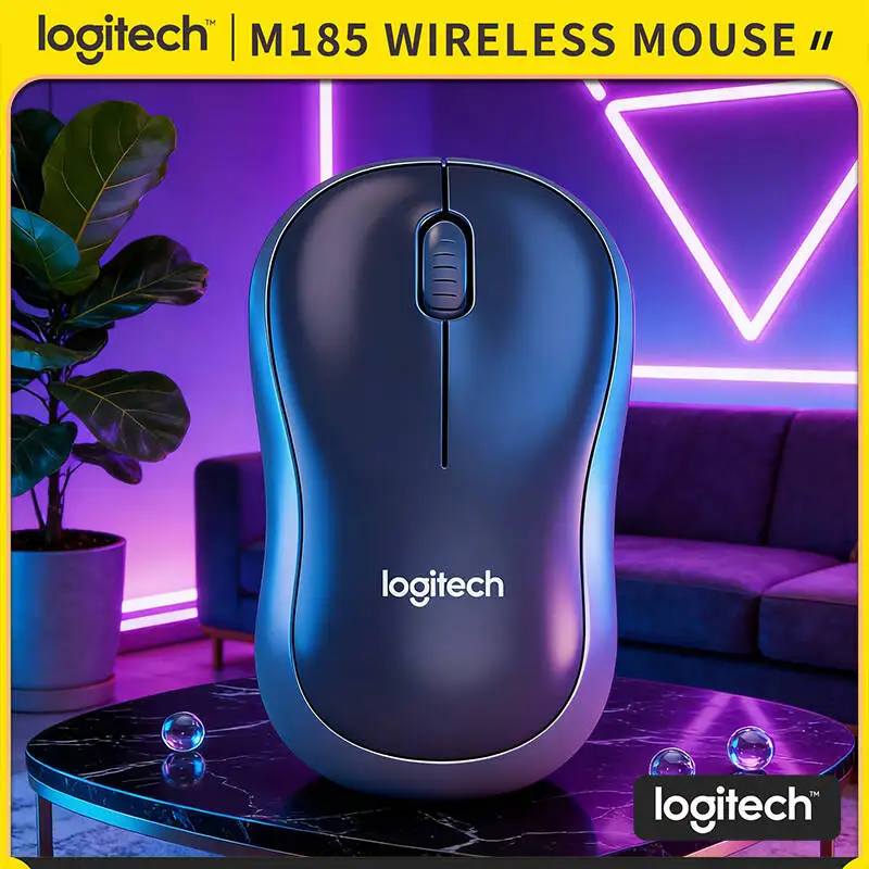 

Logitech M185 Ergonomic Home Office Wireless Mouse Ambidextrous Grip 10m Range 12-Month Battery 1000 DPI Tracking Multi-System