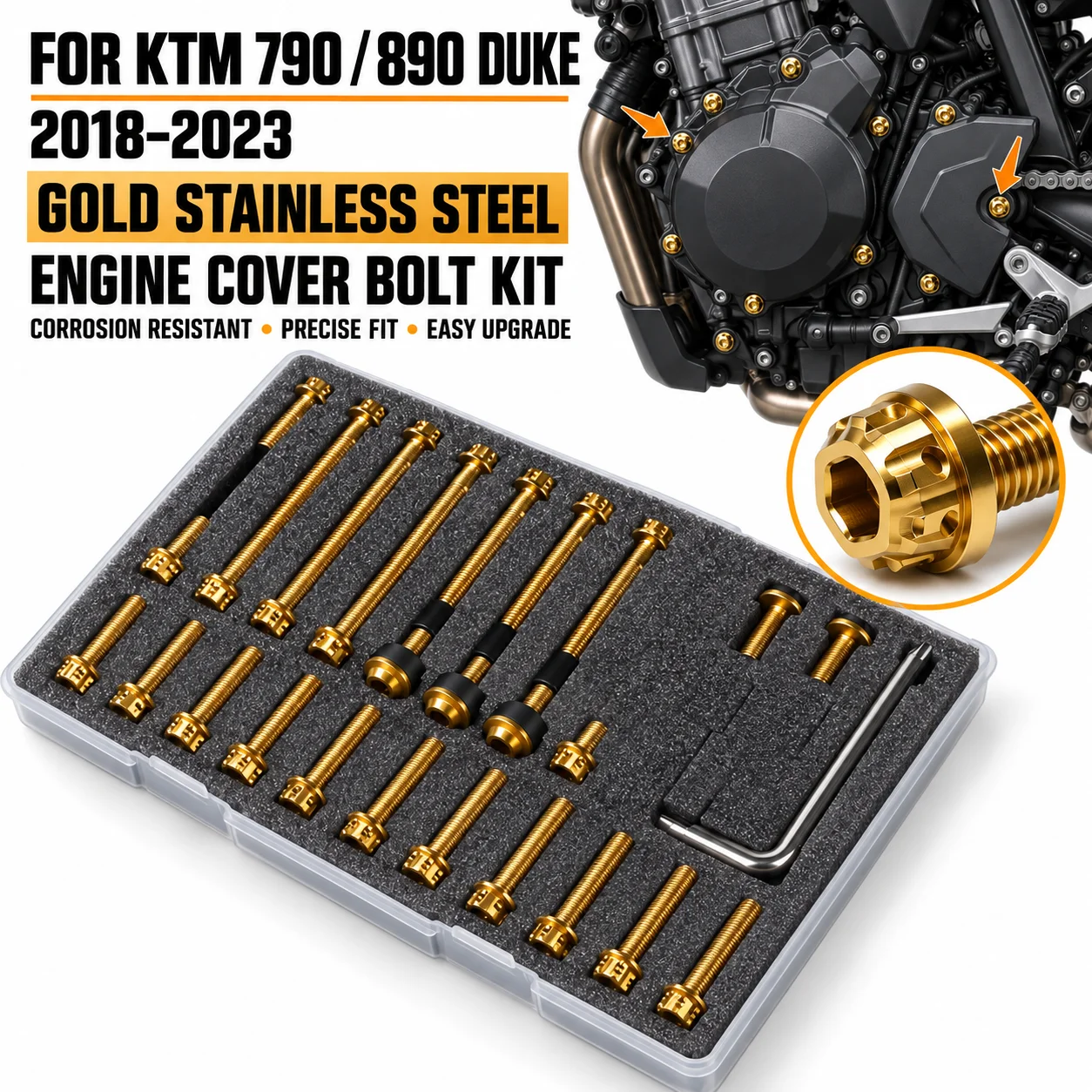 Engine Case Screws Bolt Kit For KTM 790 890 Duke 2018-2023 Stainless Steel Engine Cover Bolts Chain Cover Fastener Set Motorcycl