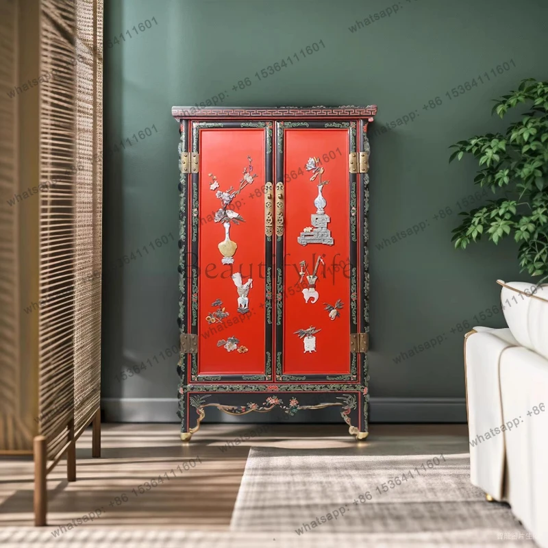 New Chinese style elm inlaid jade dining side locker light luxury high sense modern simplicity