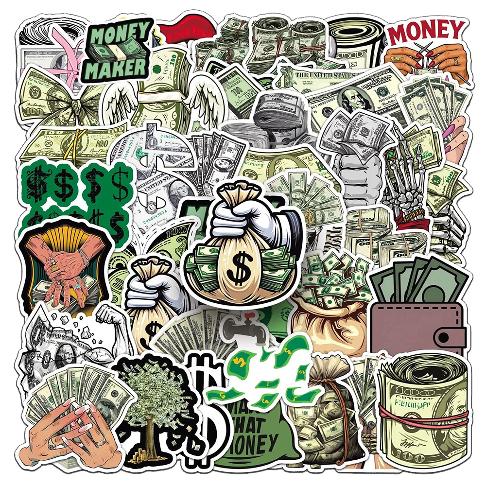 

10/30/50pcs Dollar Money Maker Graffiti Stickers Cartoon Creative Sticker DIY Laptop Luggage Phone Bike Cool Decals Decoration
